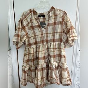 NWT Brown V neck dress